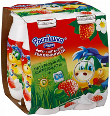Йогурт Растишка питьевой &quot;Земляника&quot; 1,6% 4*90г